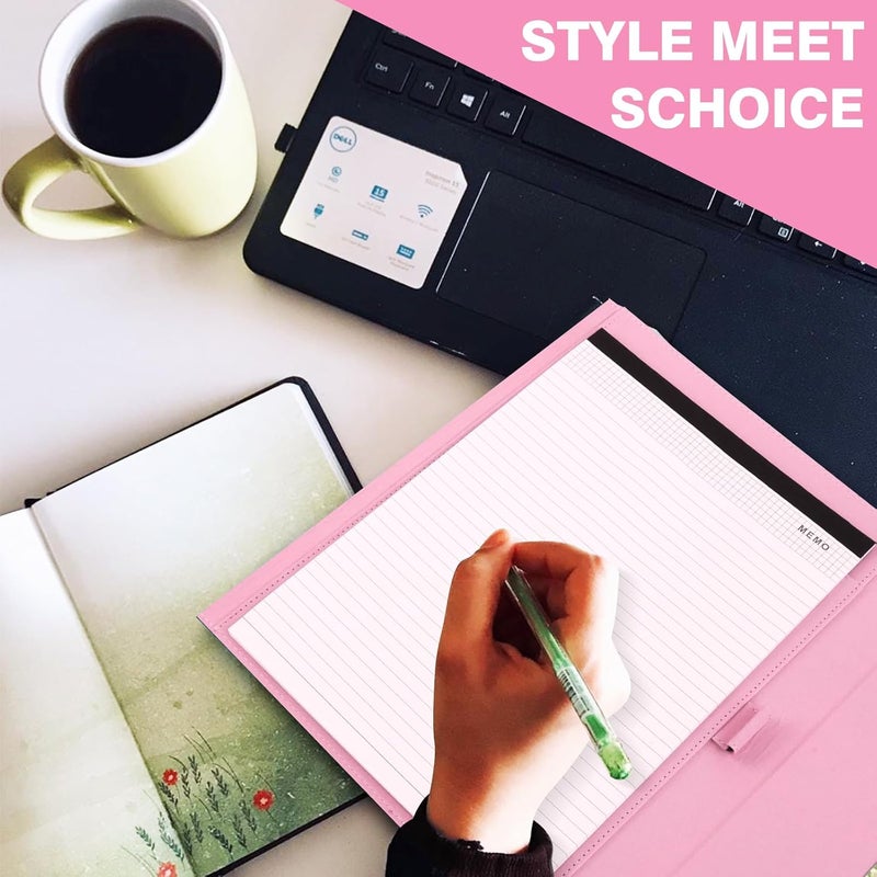 Tiankool Padfolio Portfolio Binder for Women - Stylishly Business Folder for Interview Resumes, Legal Documents | Notepad Not Included, Faux Leather, Pink - Image 5
